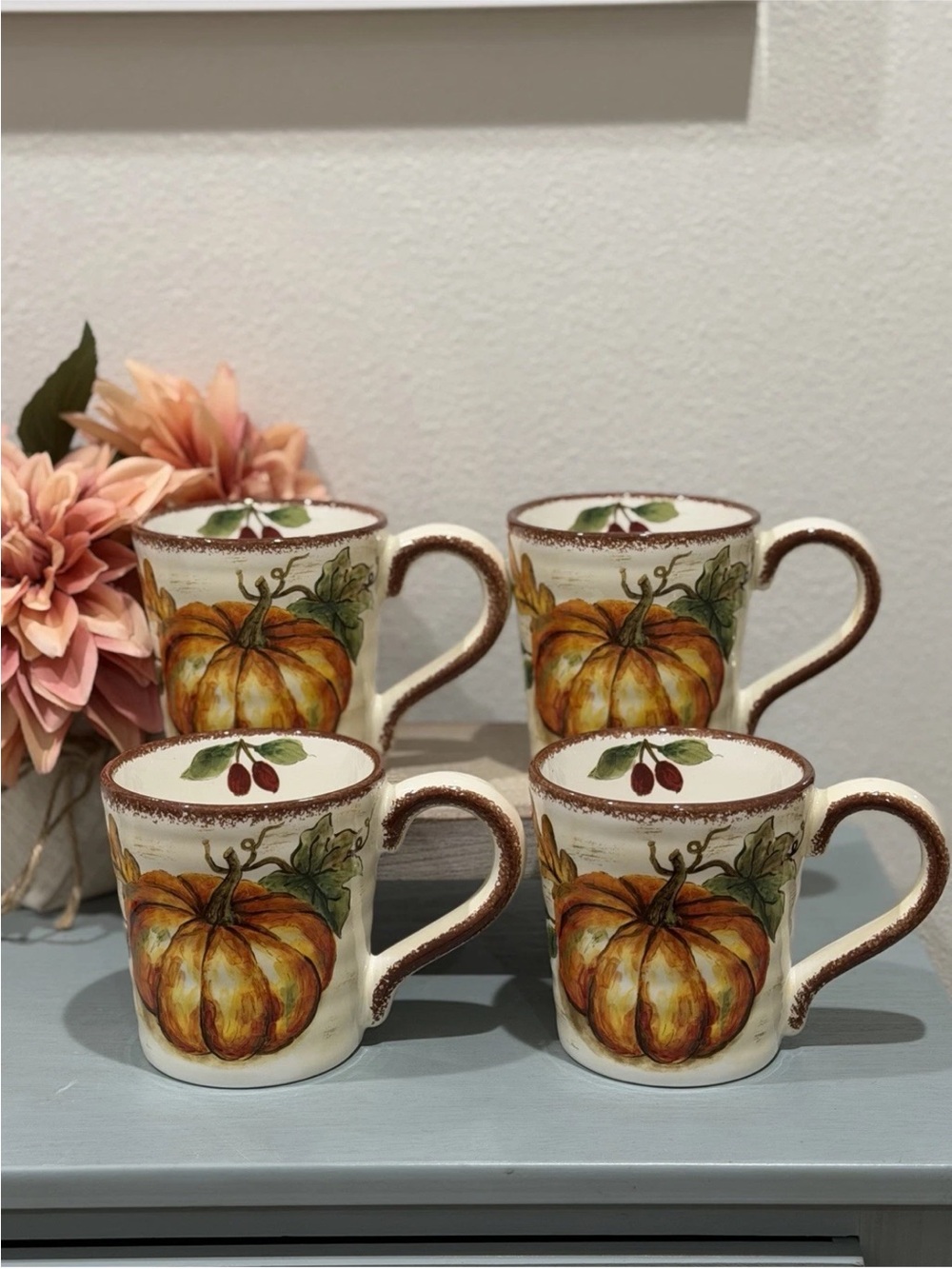 Maxcera Pumpkin Fall Autumn Ceramic
Mug 4.5" Set Of 4